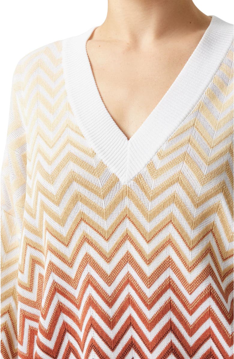 Missoni Oversized Dégradé Chevron Sweater With V-neck, Alternate, color, Multicoloured 2