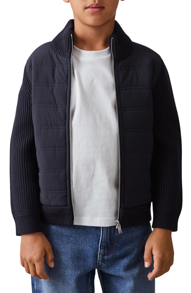 Reiss Kids' South End Jr. Quilted Zip-Up Varsity Jacket, Alternate, color,