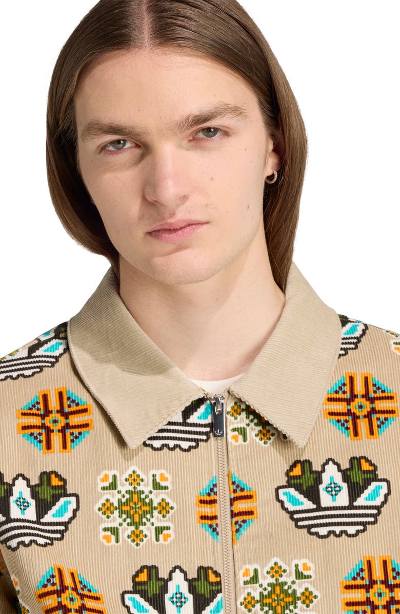 adidas Monogram Print Relaxed Fit Corduroy Coach Jacket, Alternate, color, 