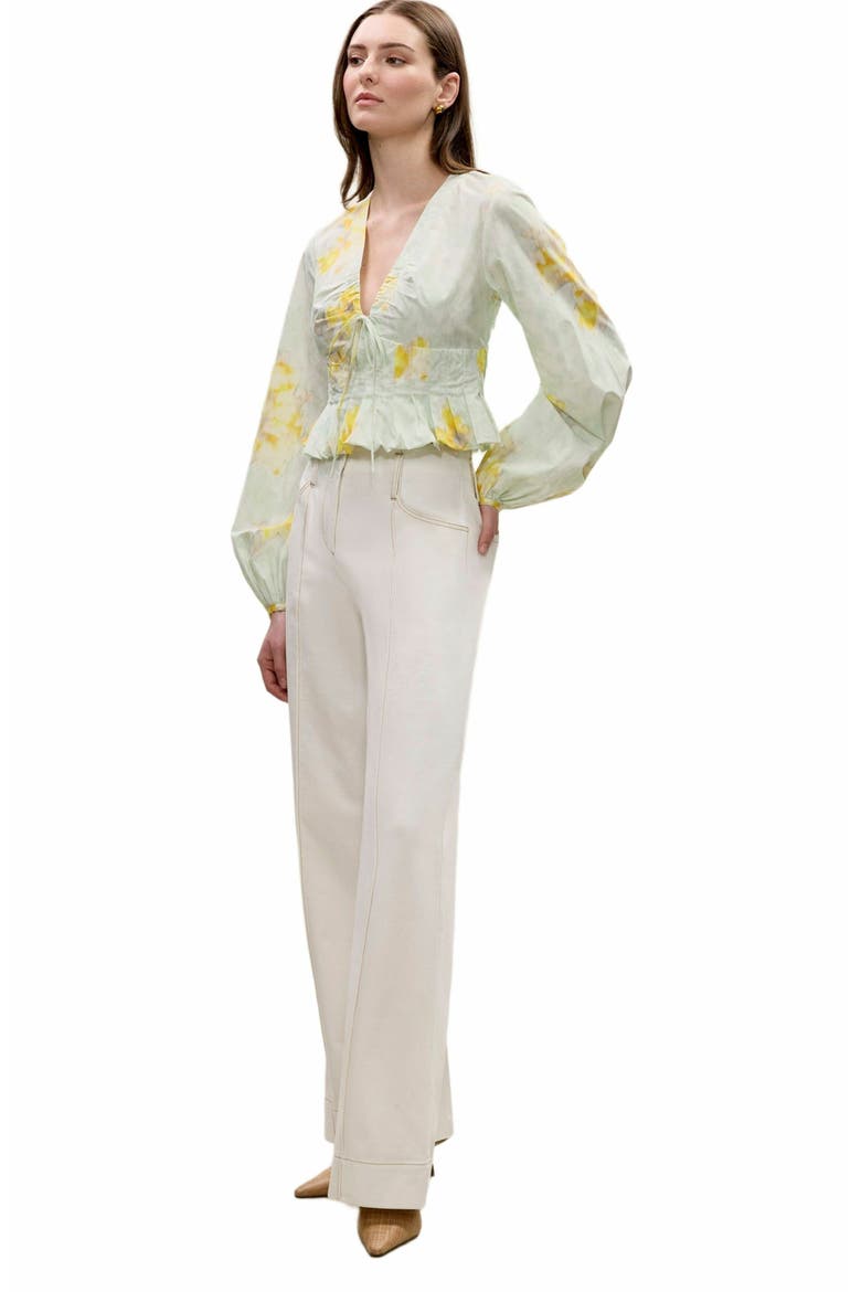 Yara Poplin Blouse, Alternate, color, SAGE COMBO