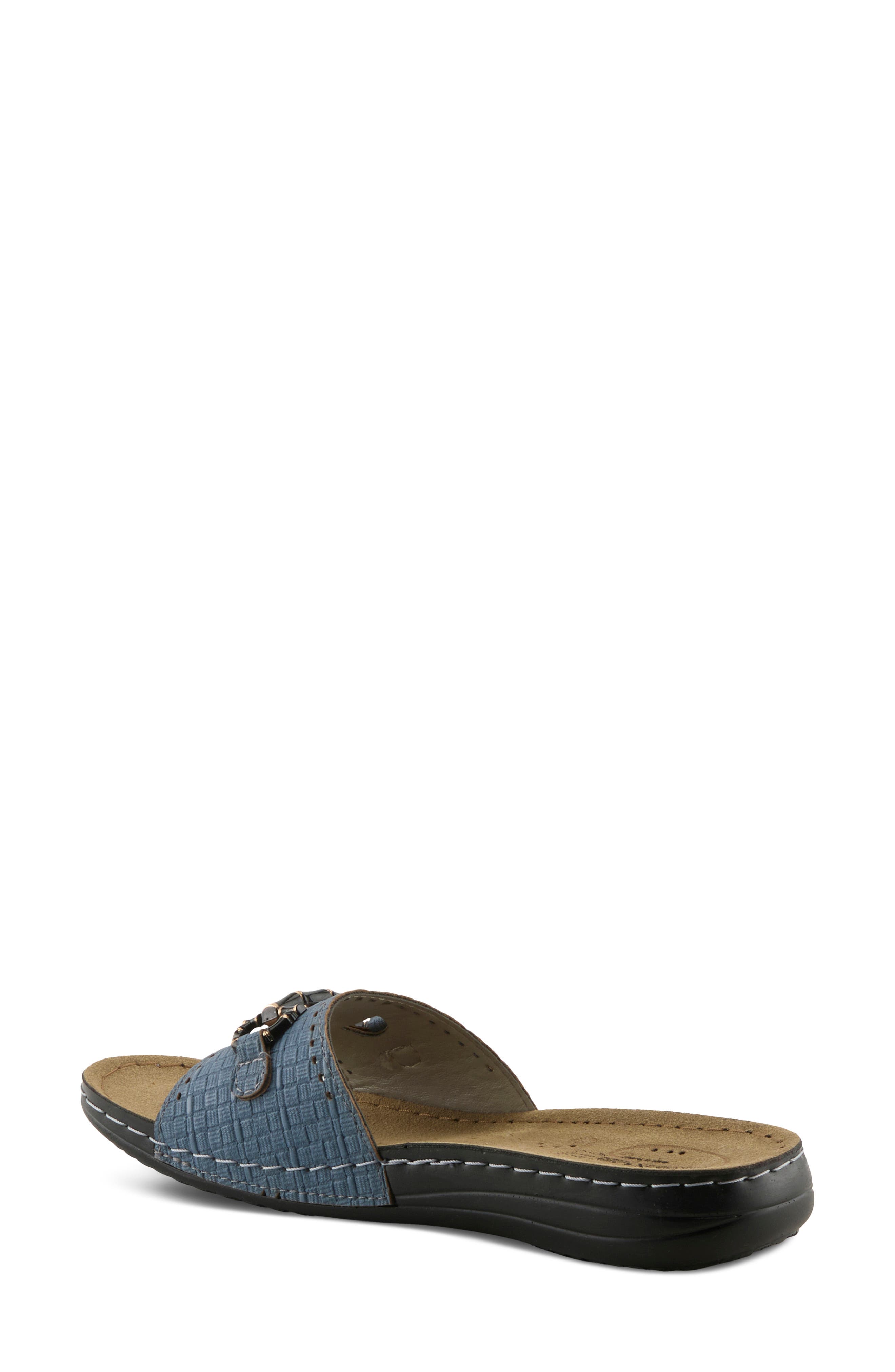 Enamel Bit Slide Sandal, Alternate, color, NAVY