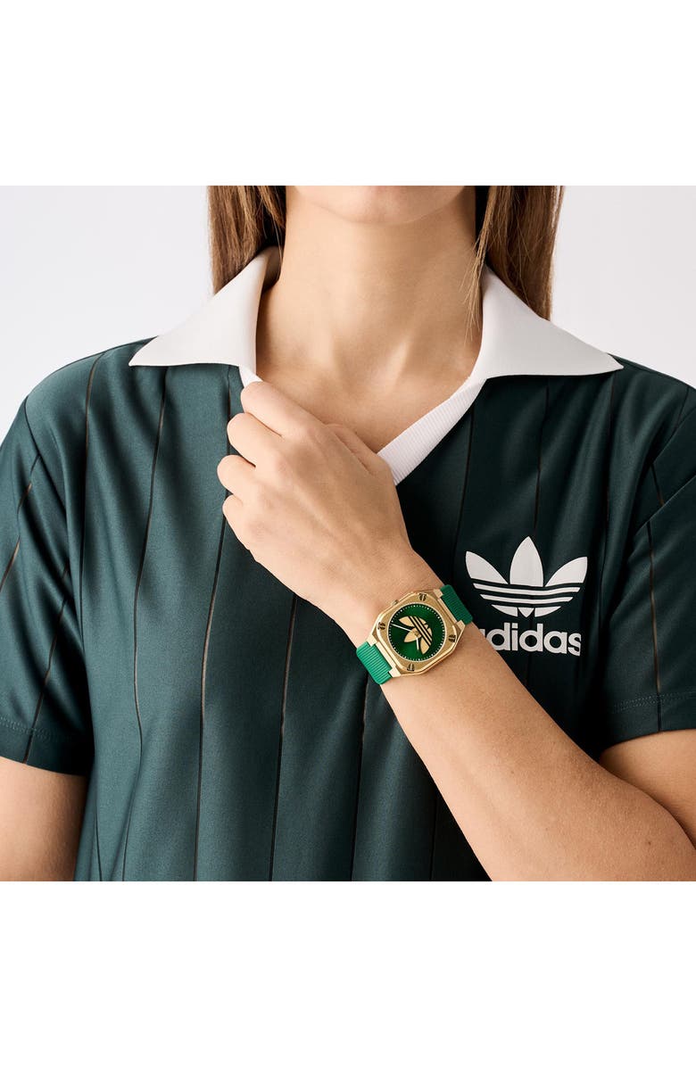 adidas City Tech Green Thin Silicone Strap Watch, 39mm, Alternate, color,