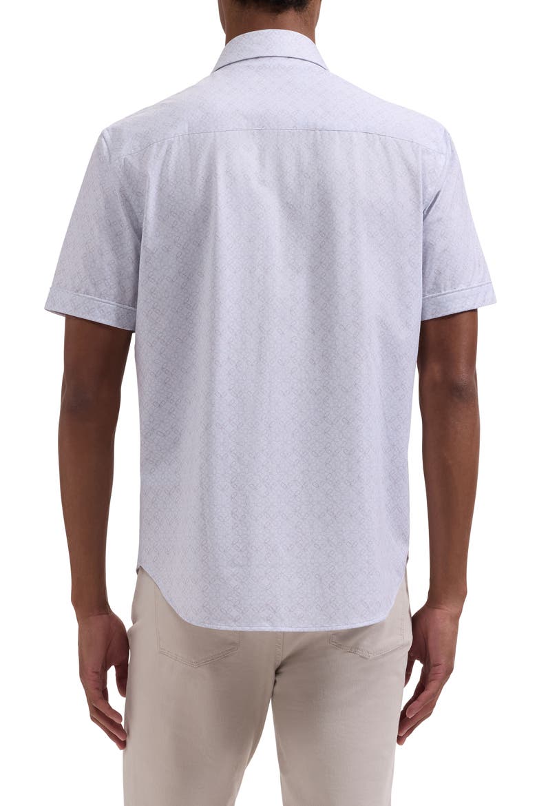 Miles OoohCotton® Geometric Print Short Sleeve Button-Up Shirt, Alternate, color, IVORY