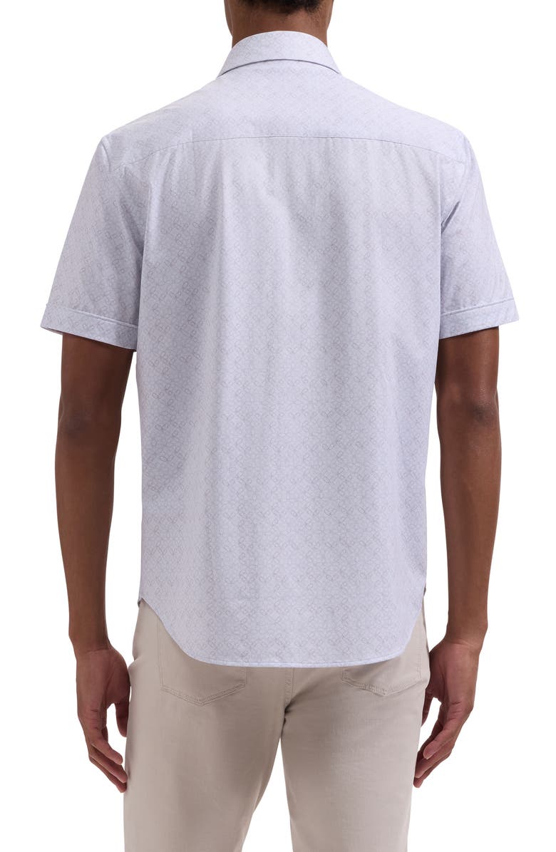 Bugatchi Miles OoohCotton<sup>®</sup> Geometric Print Short Sleeve Button-Up Shirt, Alternate, color, Ivory