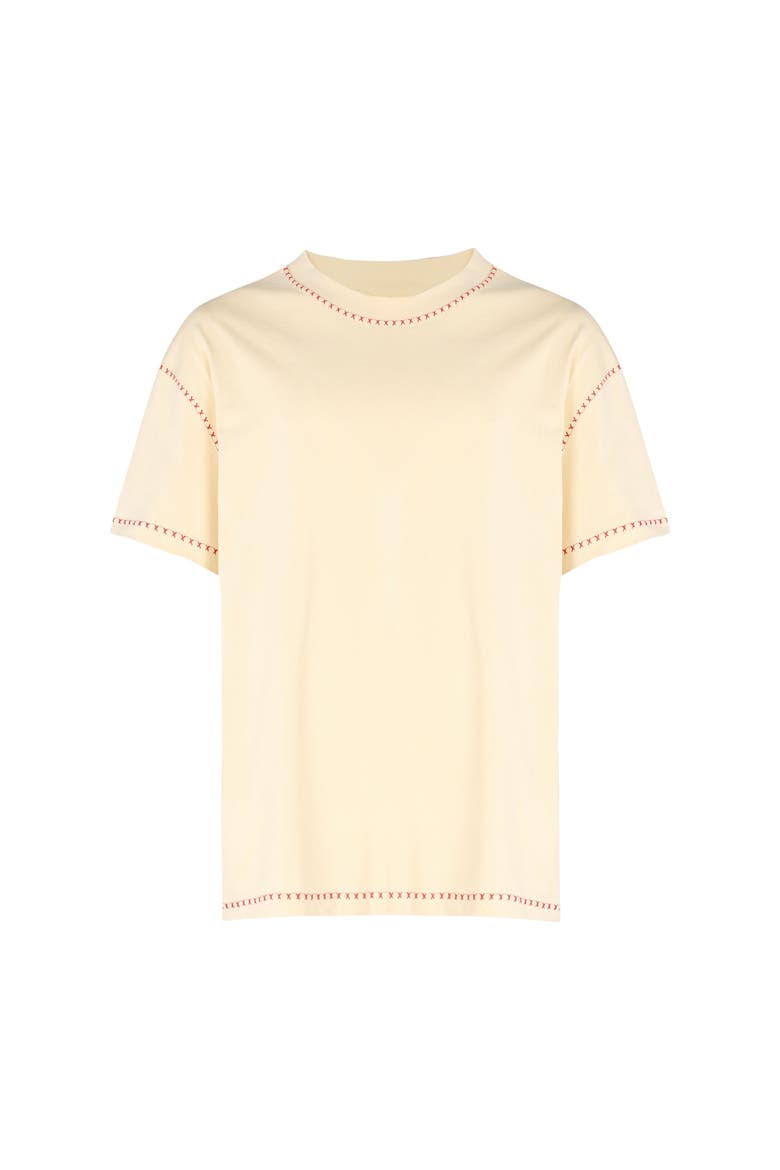 Pure Cotton Free Heaven Crochet T-Shirt, Main, color, Beige