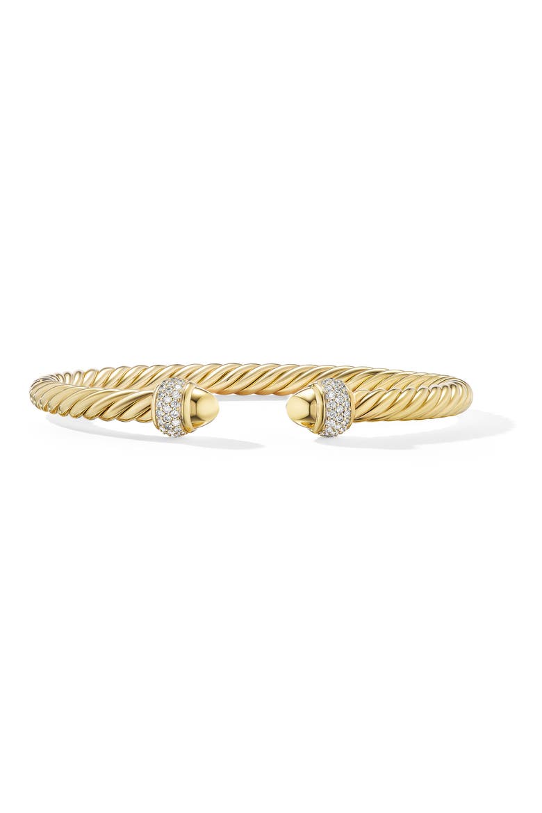 Cable Bracelet with Diamonds, 5mm, Main, color, 18K YELLOW GOLD
