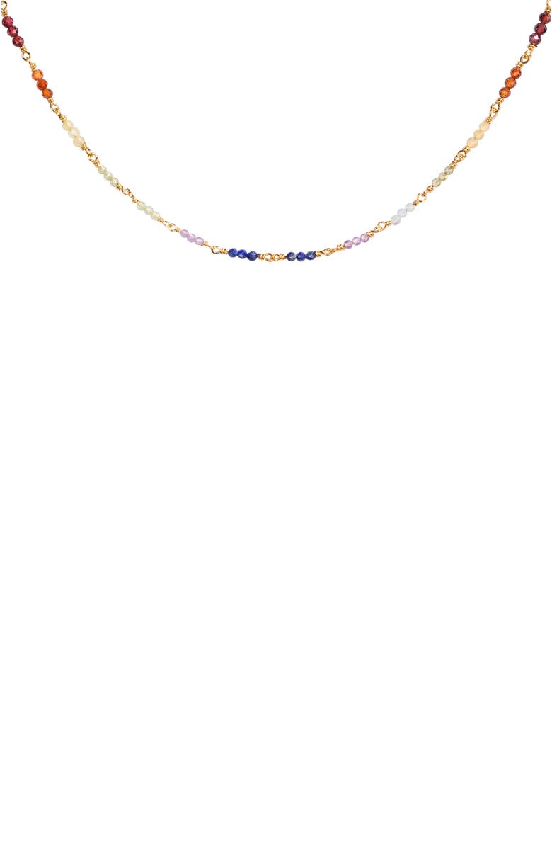 Karma and Luck Gold Plated Multistone Chakra Choker Necklace Spiritual Healing, Main, color, Gold/Red/Yellow/Purple/Blue