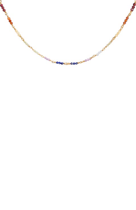 Gold Plated Multistone Chakra Choker Necklace Spiritual Healing