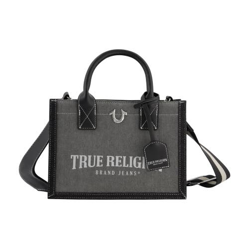 True Religion Modern Edge Denim Tote In Gray