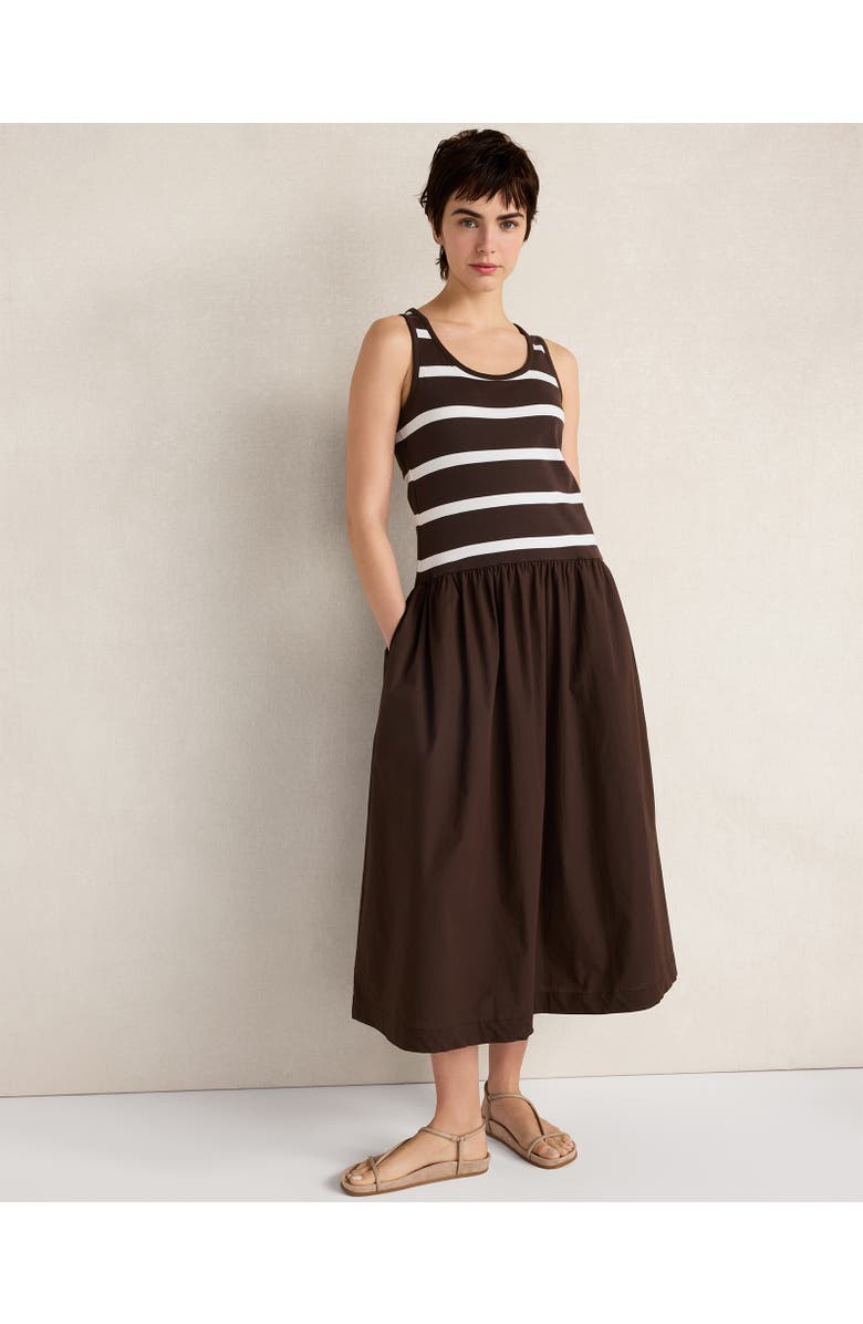 Haven Well Within Organic Cotton Stripe Midi Dress, Main, color, Mixy Stripe Coffee Multi