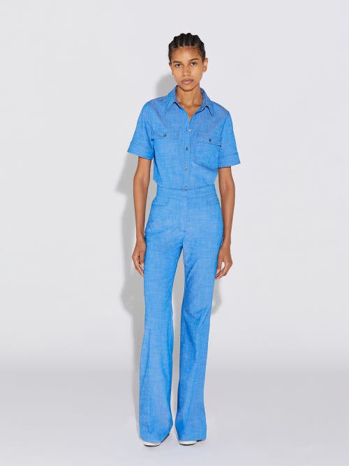 Callas Milano Vesper Stretch Denim Poplin Shirt In Blue