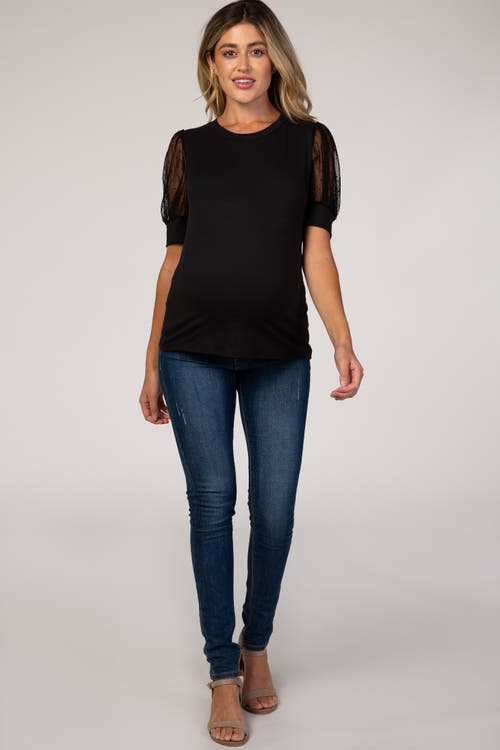 Pinkblush Mesh Sleeve Top In Black