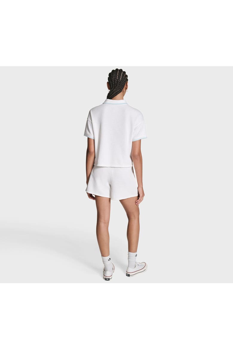 Cropped Waffle Polo, Alternate, color, White