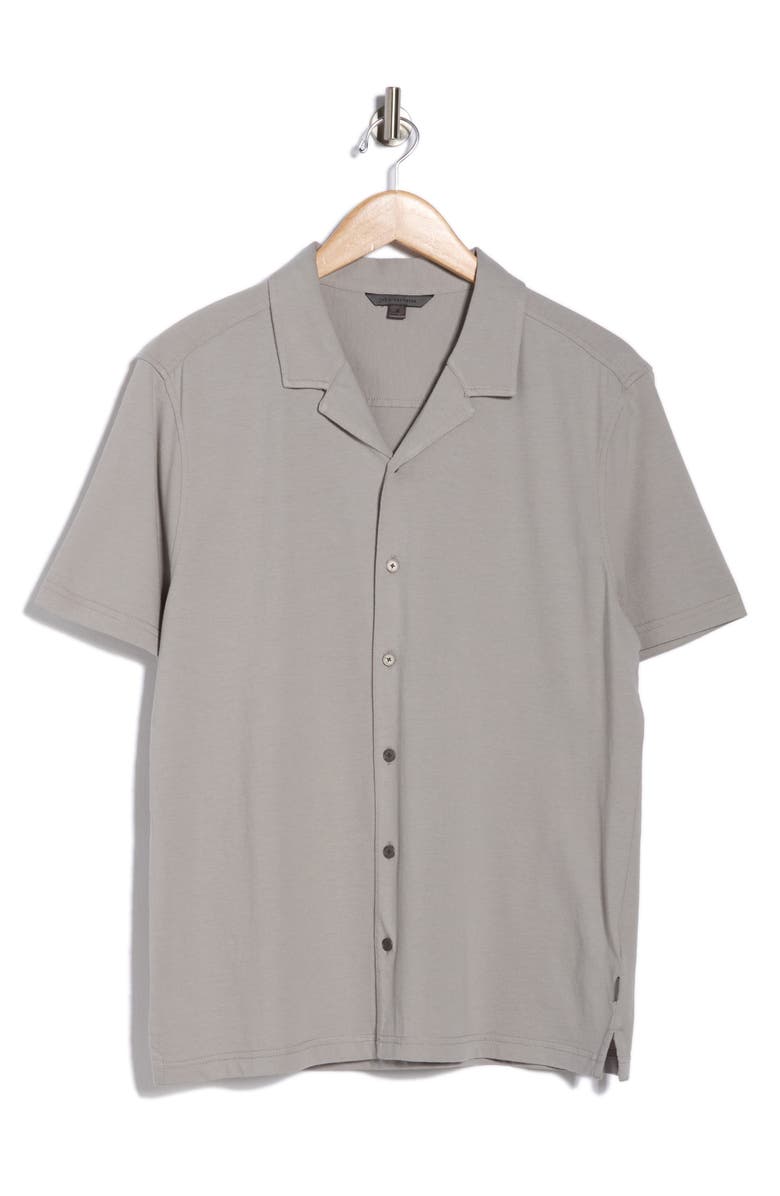 John Varvatos Brewer Cotton Camp Shirt, Main, color, Smoked Pearl Grey