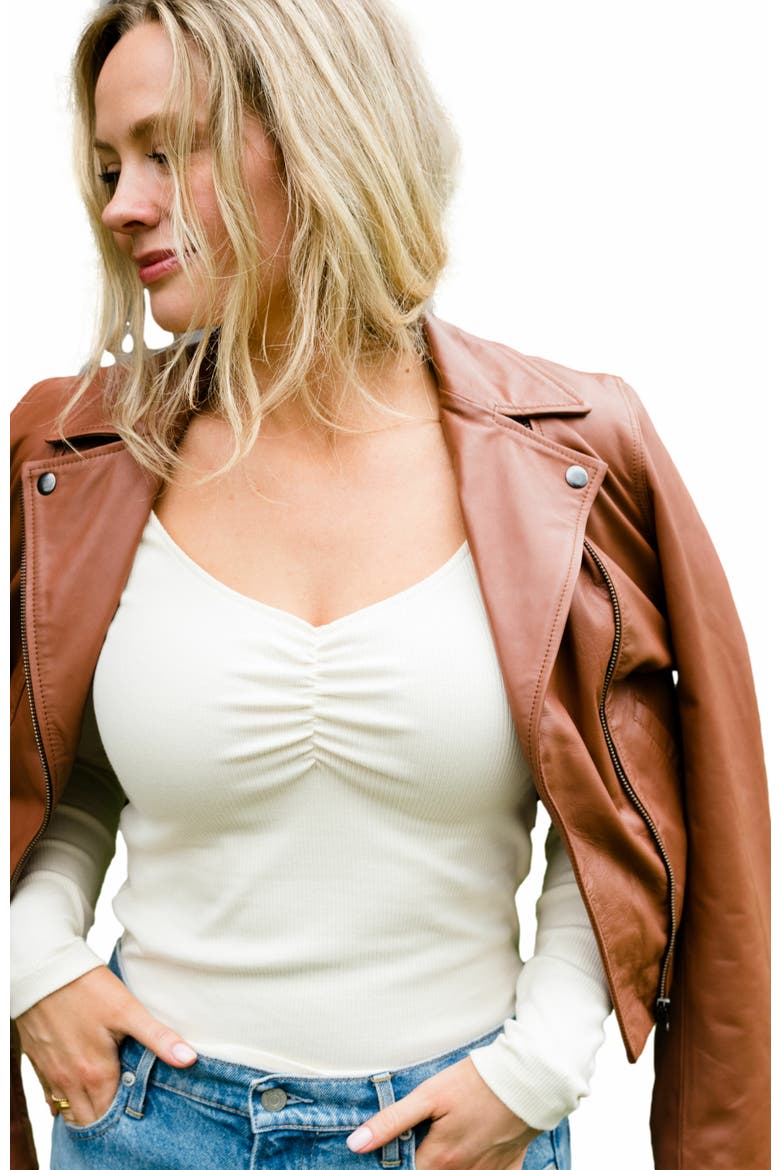 Maha Leather Jacket, Alternate, color, Whiskey