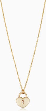 Oradina 14K Yellow Gold Unlock My Heart Pendant Necklace