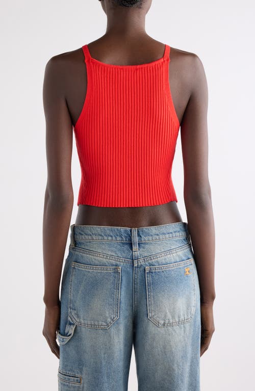 Courrèges Circle Logo Ribbed-knit Tank Top In Red