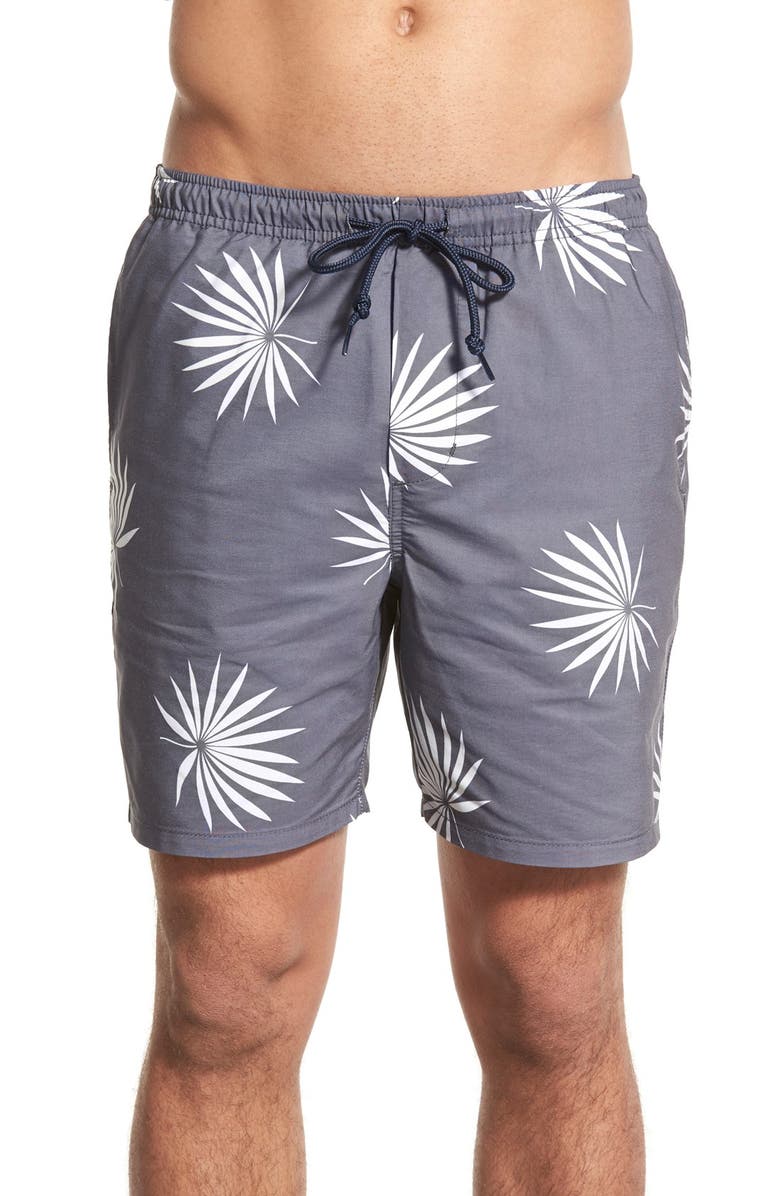 Obey 'Palm Fan Street' Swim Trunks, Main, color, 