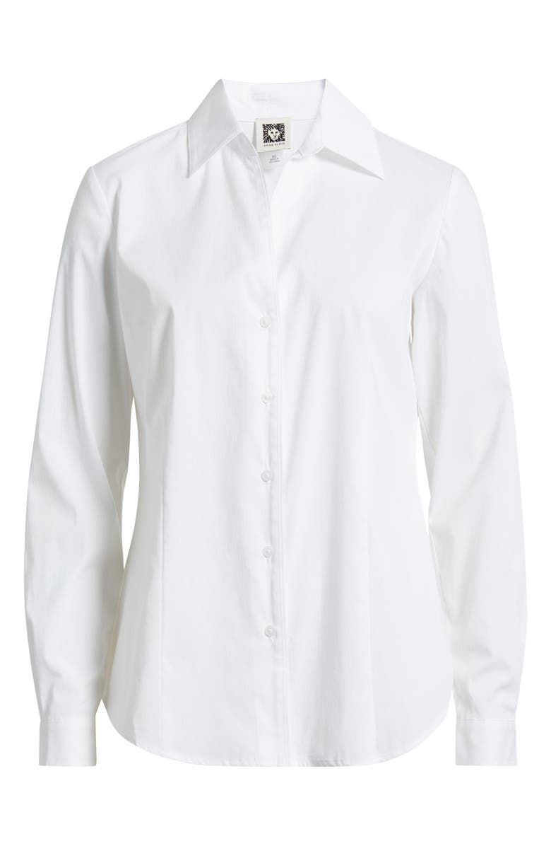 Anne Klein Cotton Blend Poplin Button-Up Shirt, Alternate, color, Bright White