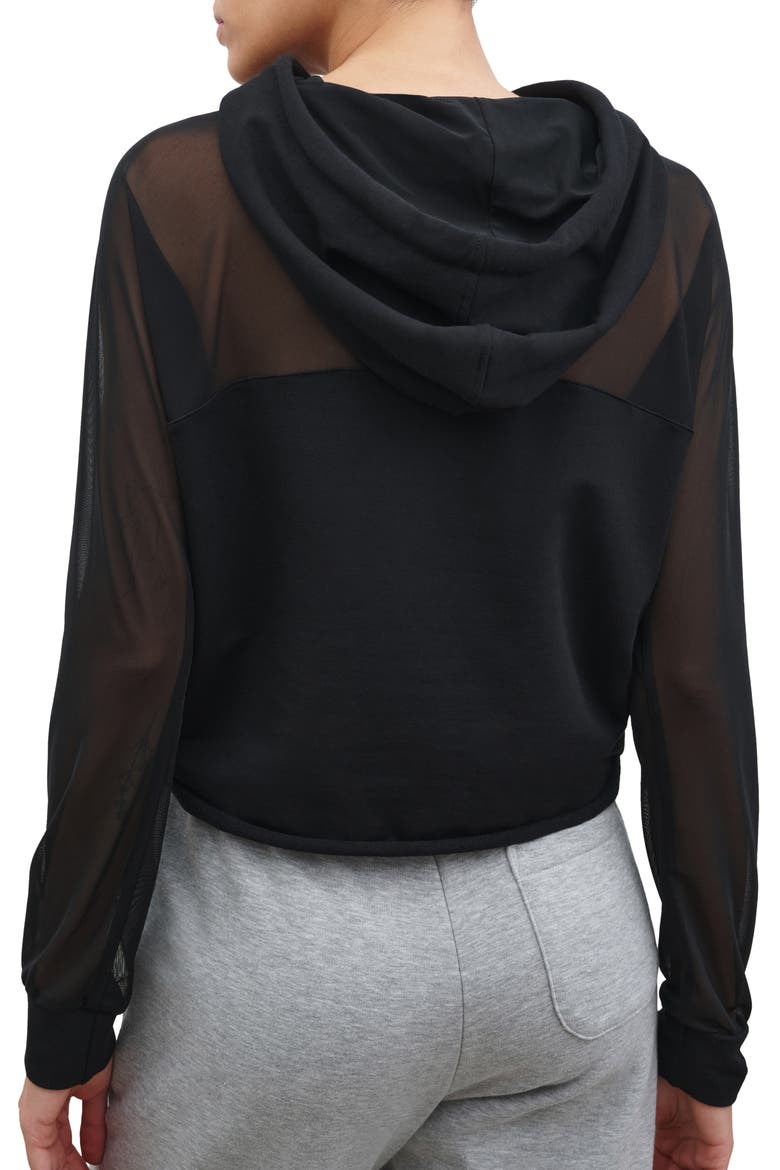 Park Sheer Mesh & French Terry Hoodie, Alternate, color, BLACK