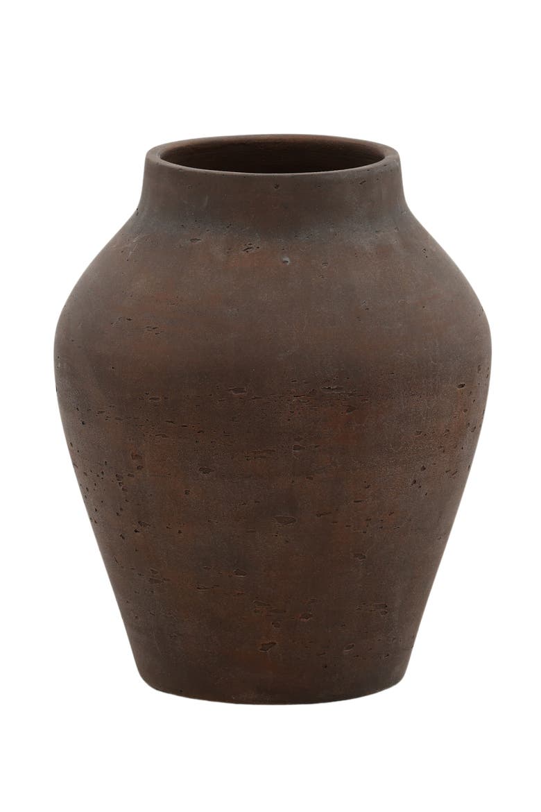 Leander Cement Outdoor Vase, Main, color, Brown - Medium