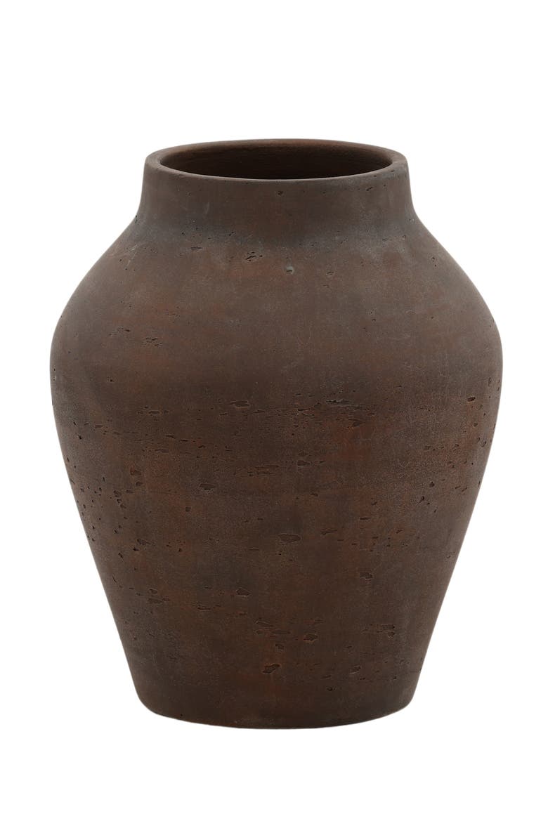 Dovetail Furniture Leander Cement Outdoor Vase, Main, color, Brown - Medium