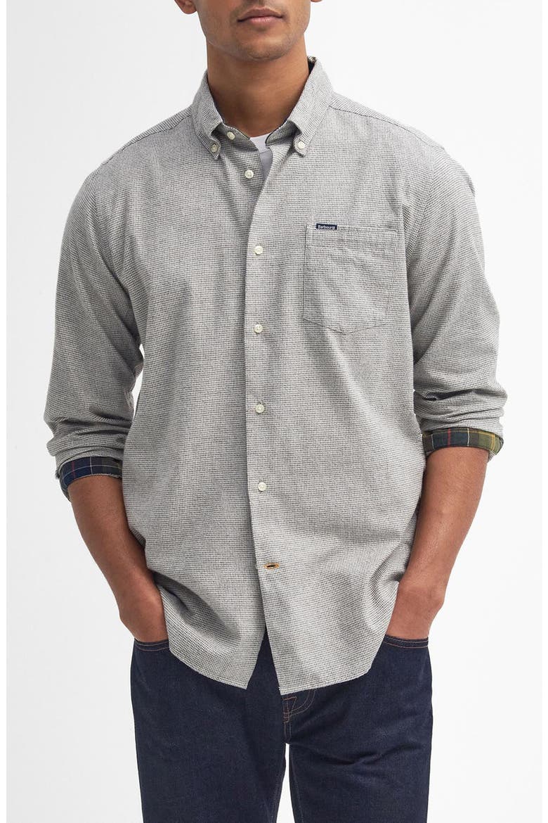 Turner Houndstooth Button-Down Shirt, Main, color, OLIVE