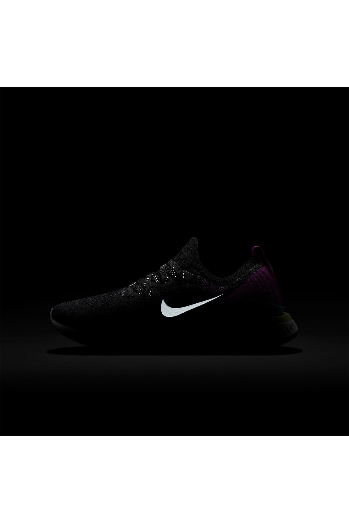 Epic React Flyknit 2 Running Shoe, Alternate, color, 008 BLACK/REFLECT SILVER
