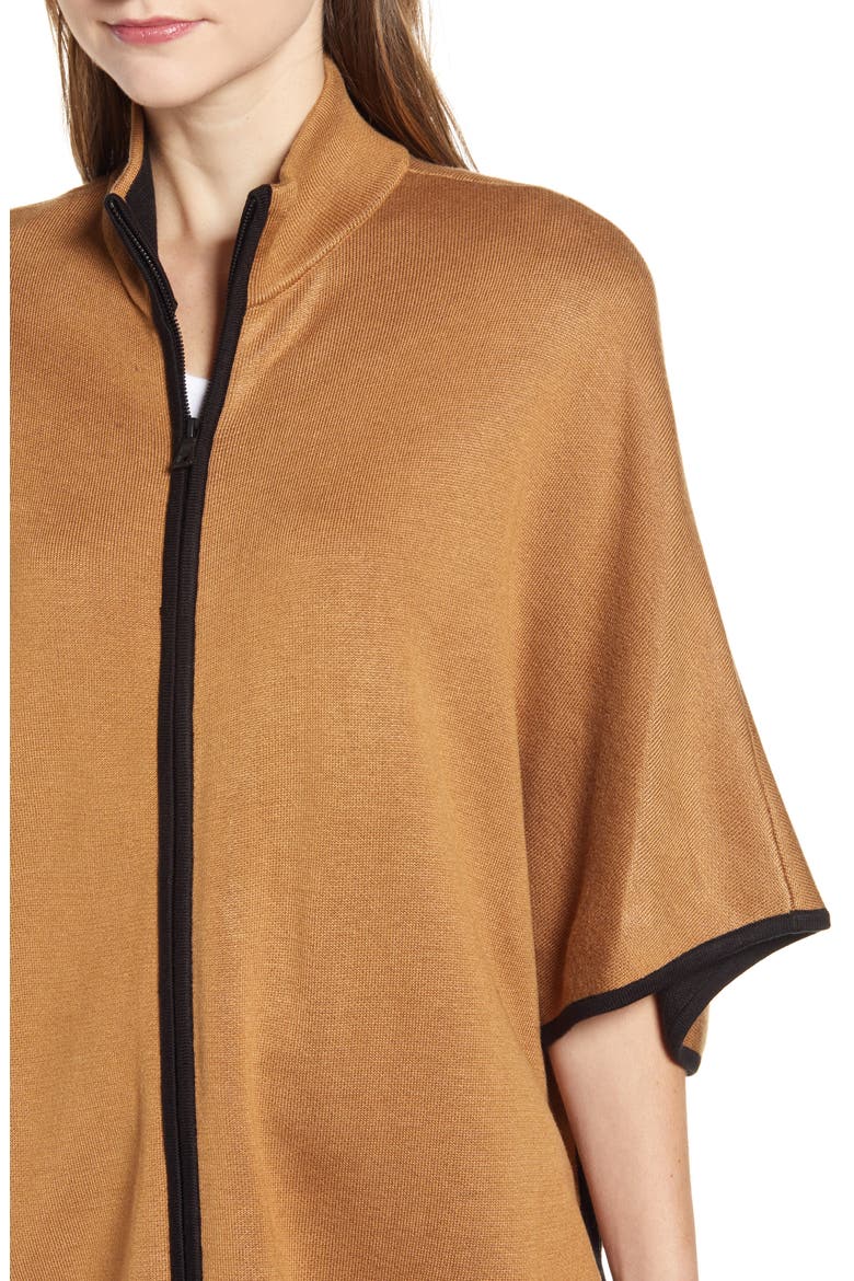 Double Face Zip Cape, Alternate, color, VICUNA/ ANNE BLACK
