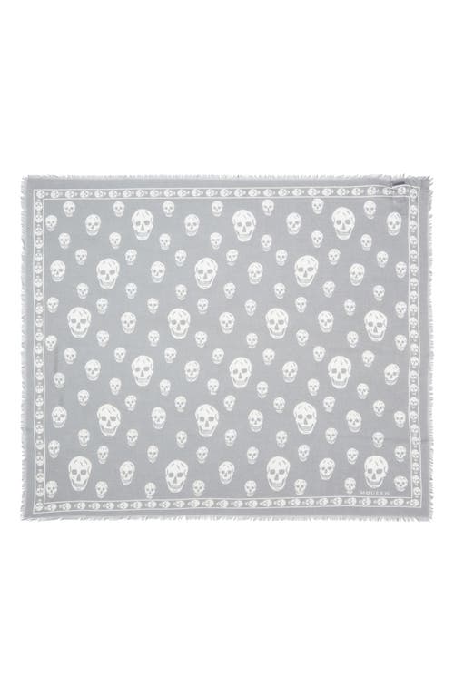 Alexander Mcqueen Mcqueen Skull Print Silk Scarf In Gray