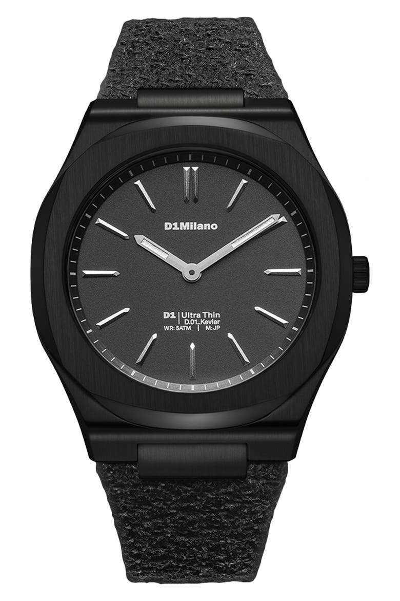 Ultra Thin Kevlar® Strap Watch, 39mm, Main, color, BLACK