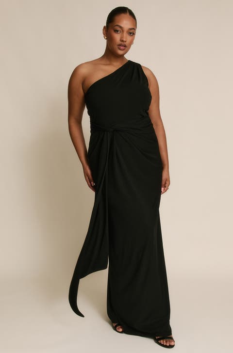 One Shoulder Drape Stretch Bridesmaid