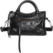 Balenciaga Mini Le City Crinkle Leather Top Handle Bag