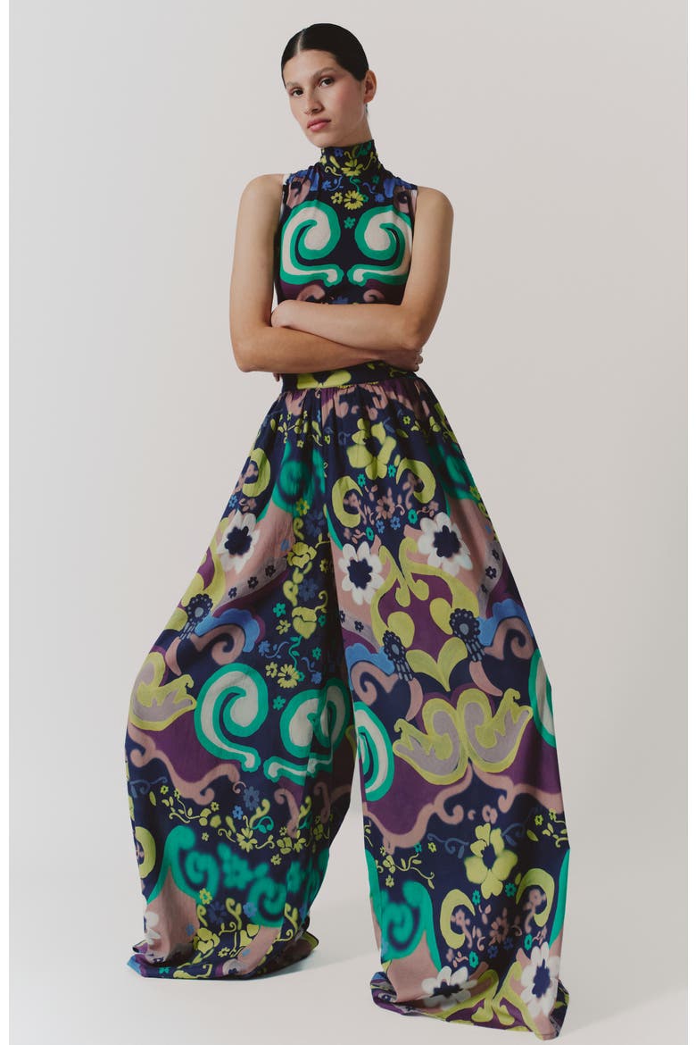 Campana High Waist Wide Leg Cotton Pants, Alternate, color, Papalote Print