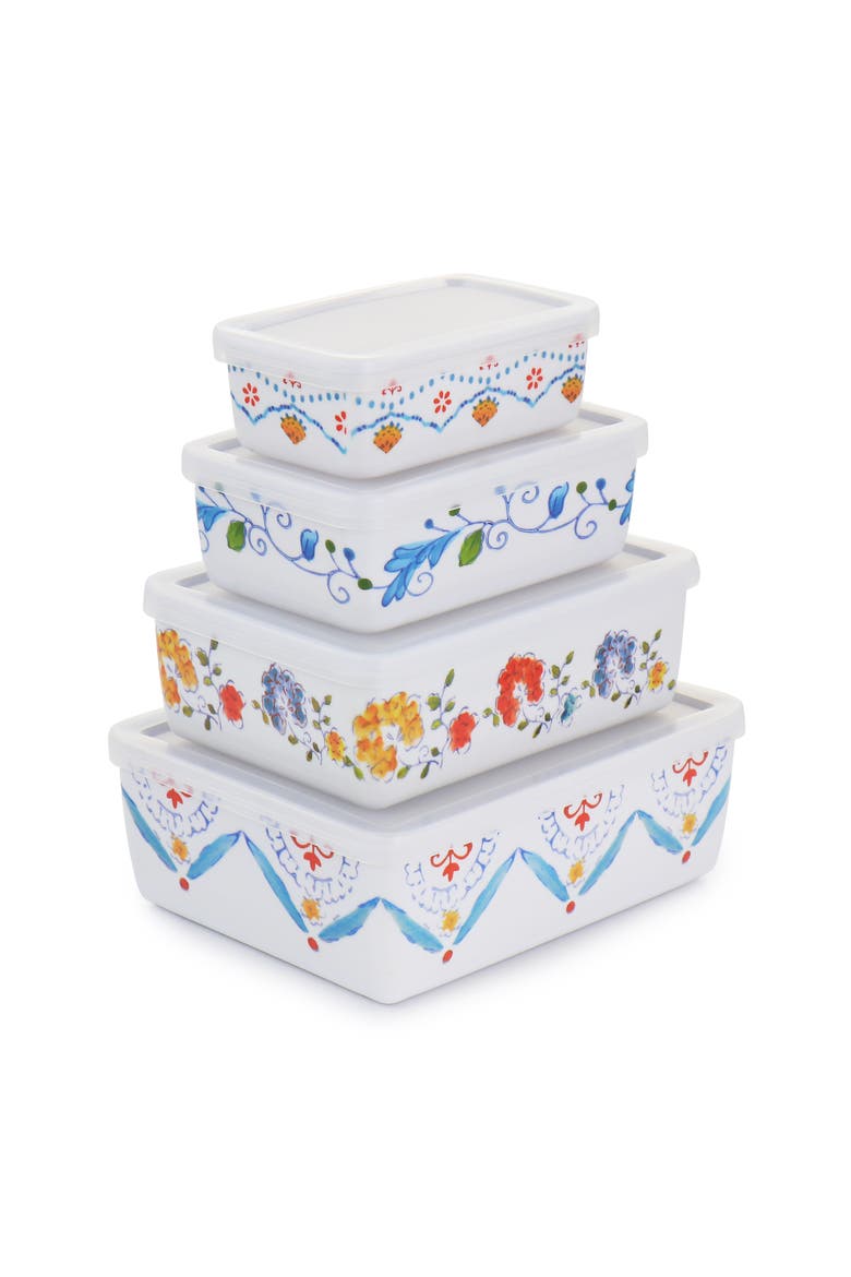 8 Piece Anaya Rectangular Nesting Food Storage Set, Alternate, color, Multi