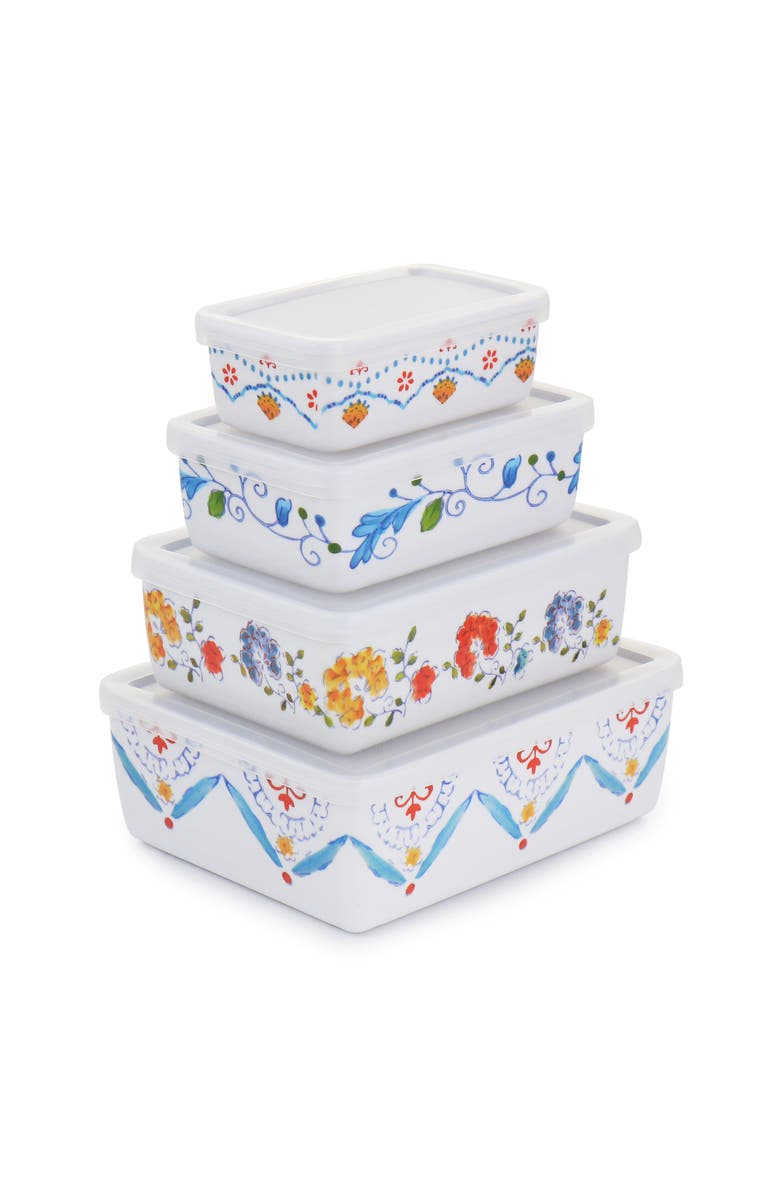 Gibson Home 8 Piece Anaya Rectangular Nesting Food Storage Set, Alternate, color, Multi