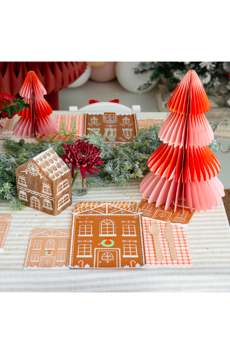 Daydream Society Tall Gingerbread House Christmas Plates, Alternate, color, Light Brown