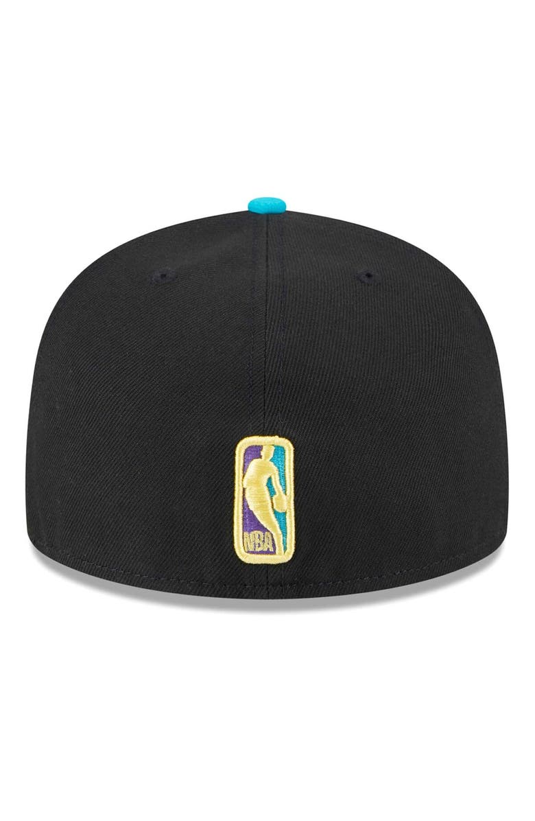 New Era Men's New Era Black/Turquoise Golden State Warriors Arcade Scheme 59FIFTY Fitted Hat, Alternate, color,