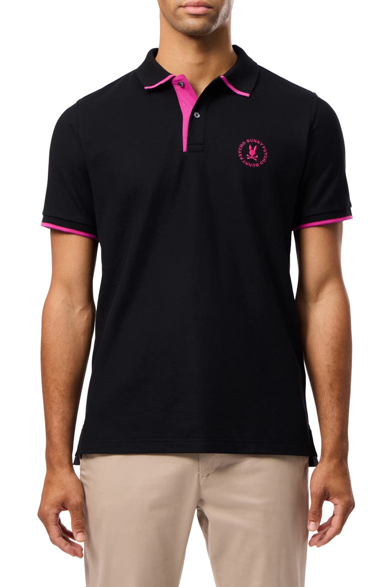 London Tipped Pima Cotton Piqué Polo, Main, color, BLACK