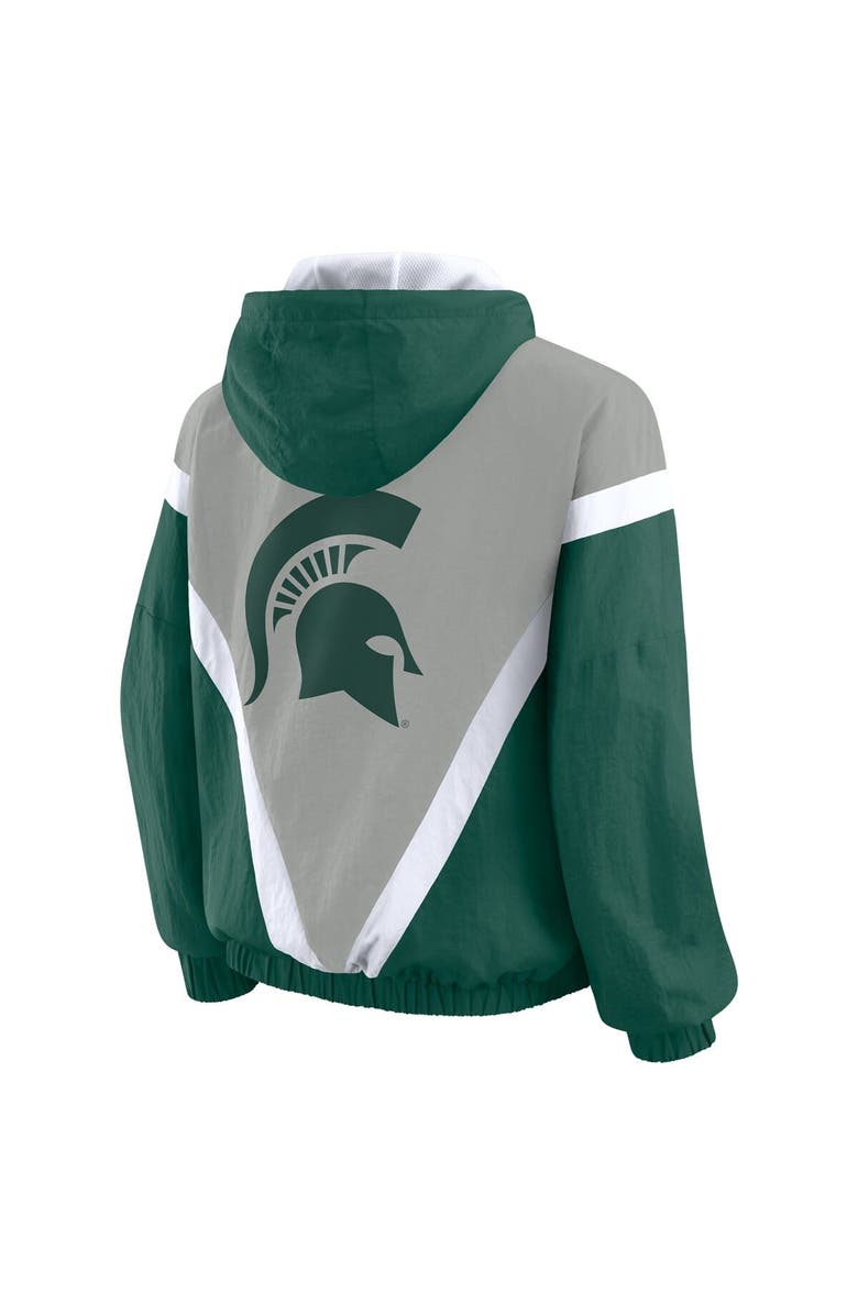 WEAR by Erin Andrews Women's WEAR by Erin Andrews Green/Gray Michigan State Spartans Colorblock Full-Zip Hoodie Windbreaker Jacket, Alternate, color, Green