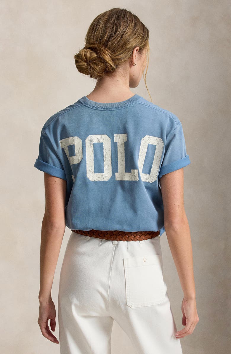 Polo Ralph Lauren Logo Graphic Jersey Tee, Alternate, color, Camp Blue