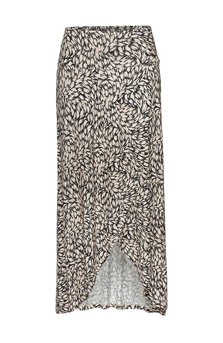 LASCANA Women's High Low Printed Skirt, Alternate, color, Black & Taupe