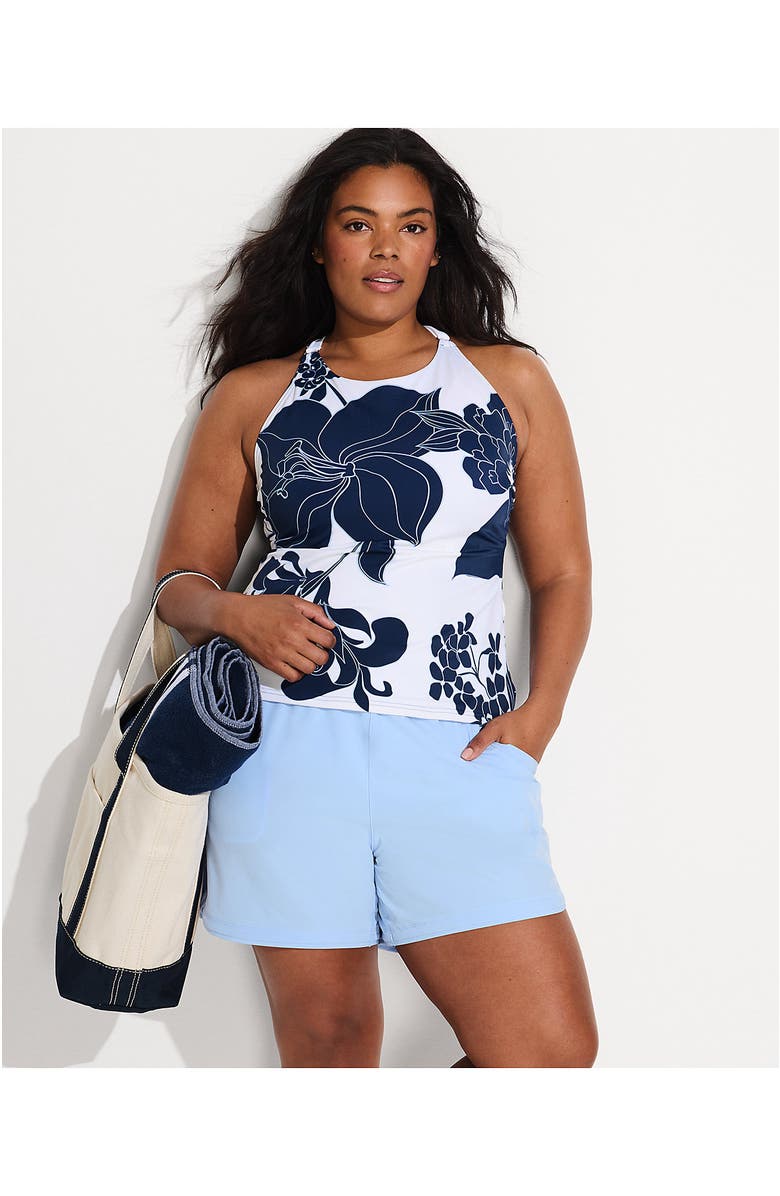 Lands' End Plus Size DD-Cup Tugless High Neck Strappy Back Tankini Swimsuit Top, Alternate, color, 