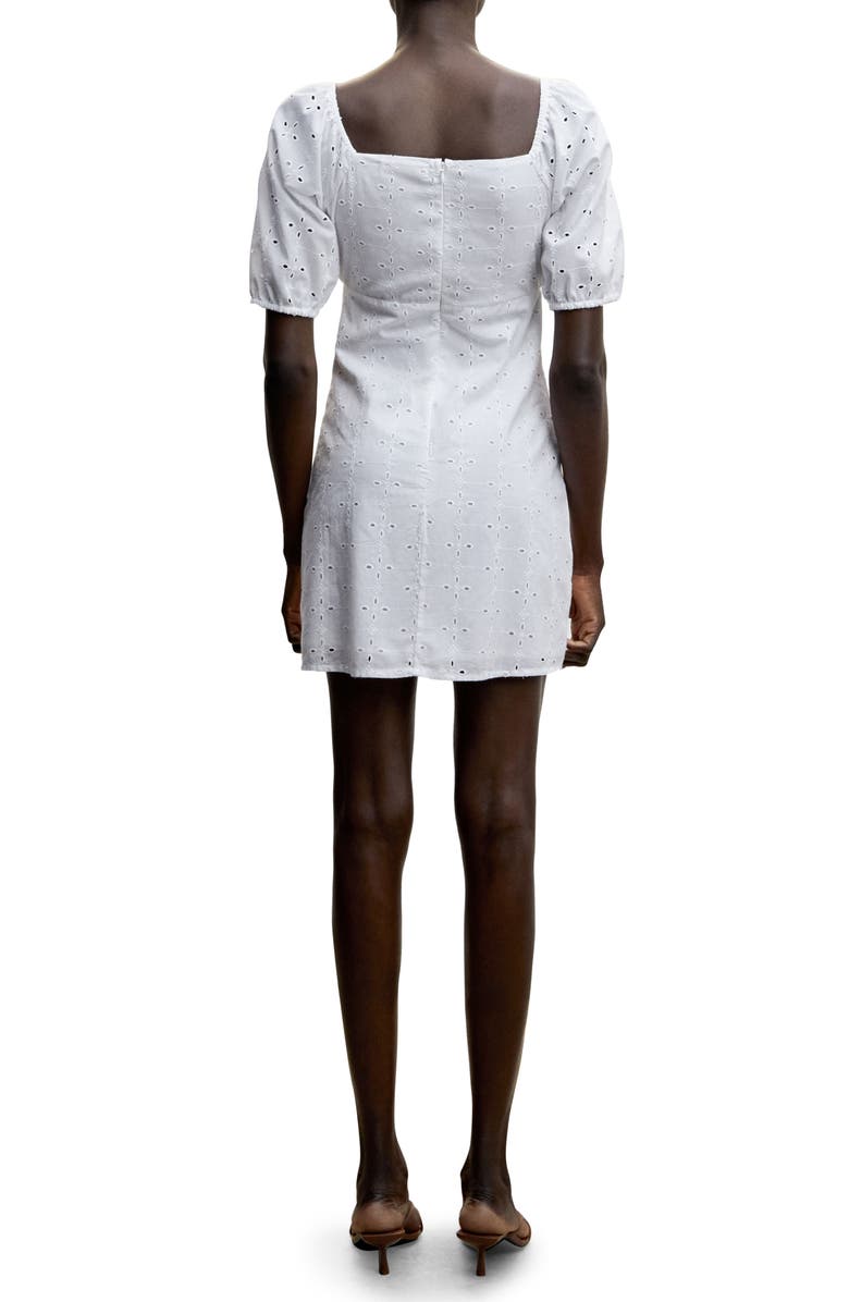 MANGO Broderie Anglaise Puff Sleeve Cotton Dress, Alternate, color,