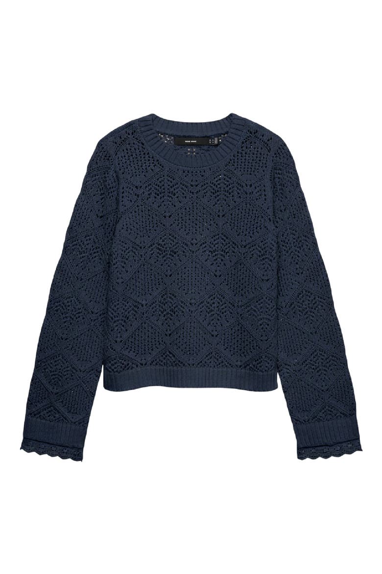 Susana Pointelle Cotton Blend Sweater, Alternate, color, NAVY BLAZER