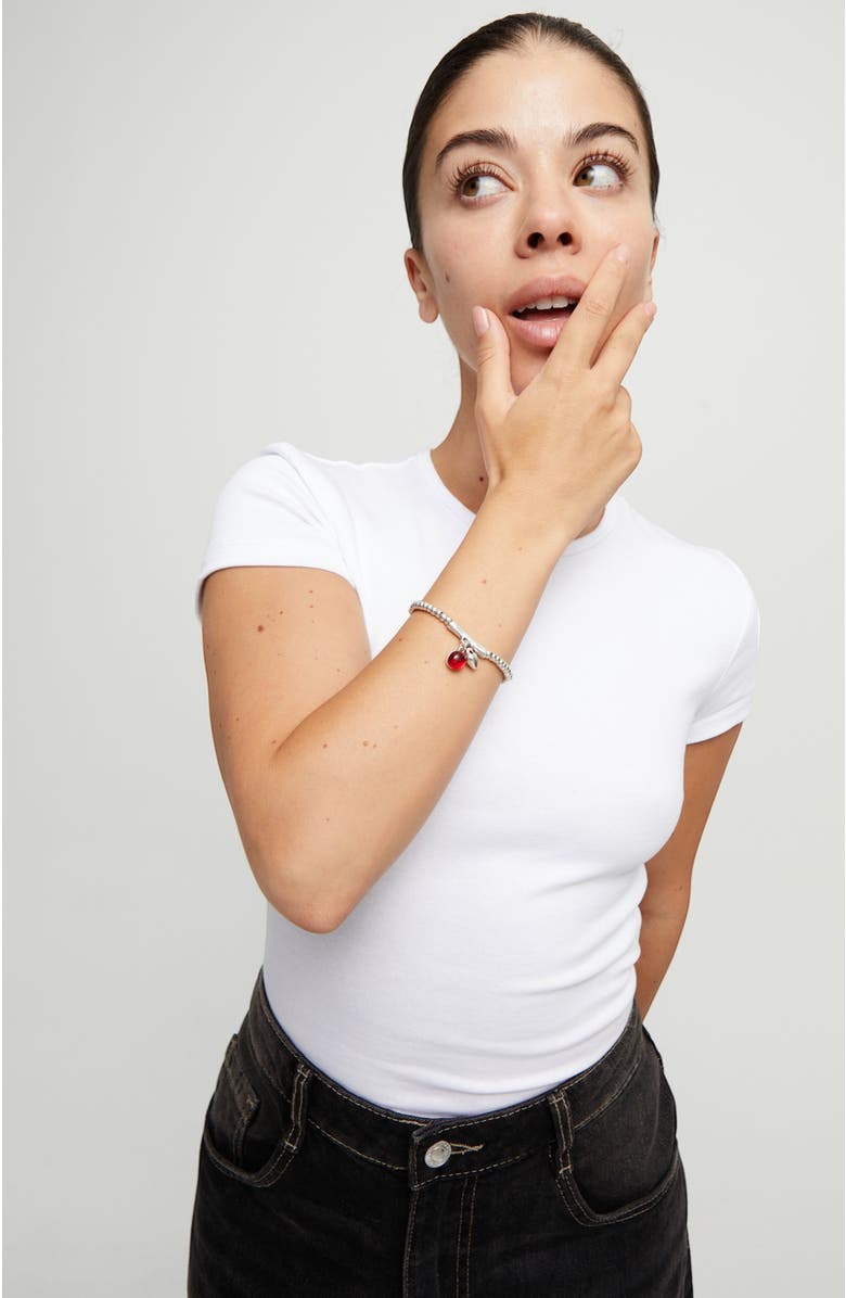 UNODE50 Red Murano Core Bracelet, Alternate, color, Silver