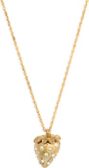 Kenneth Jay Lane Crystal Strawberry Pendant Necklace