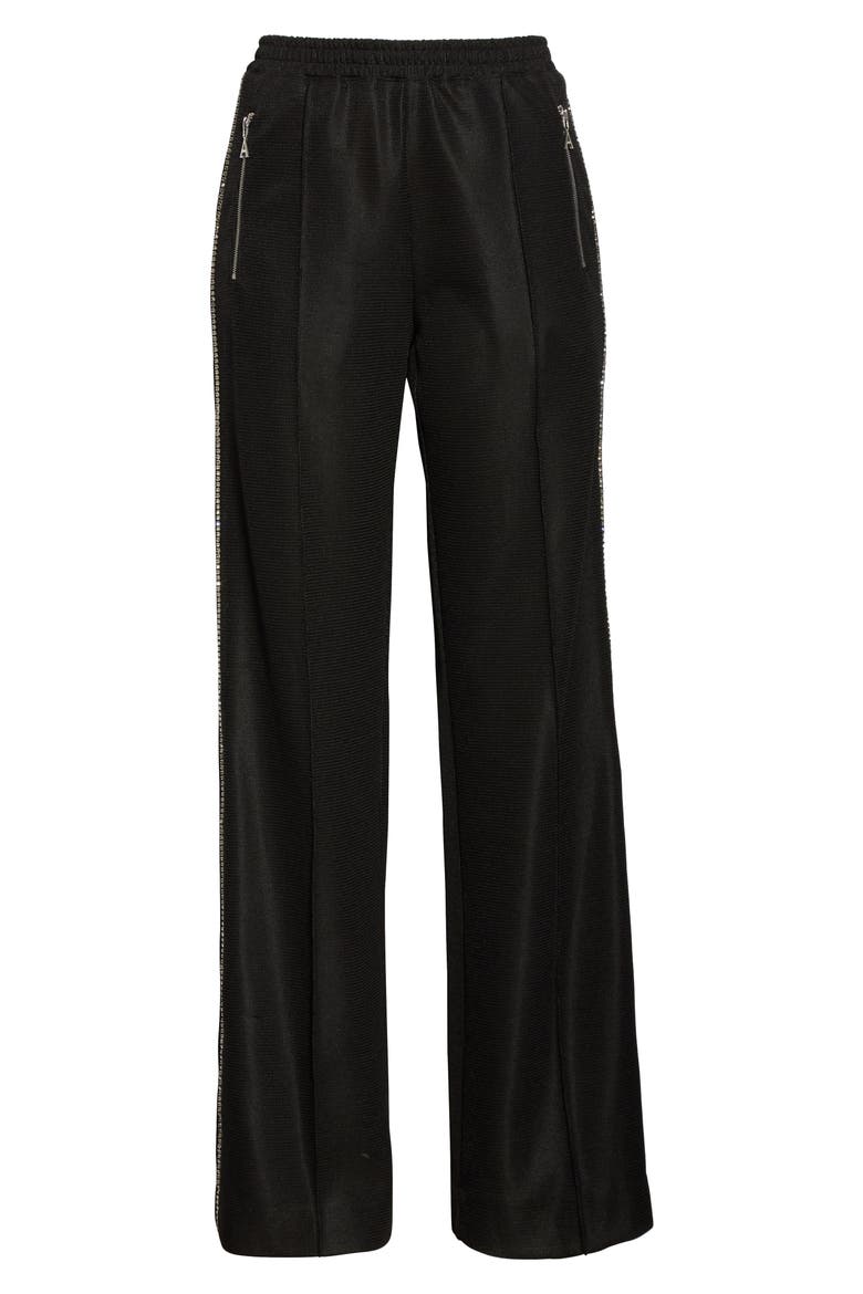 Crystal Trim Track Pants, Alternate, color, BLACK