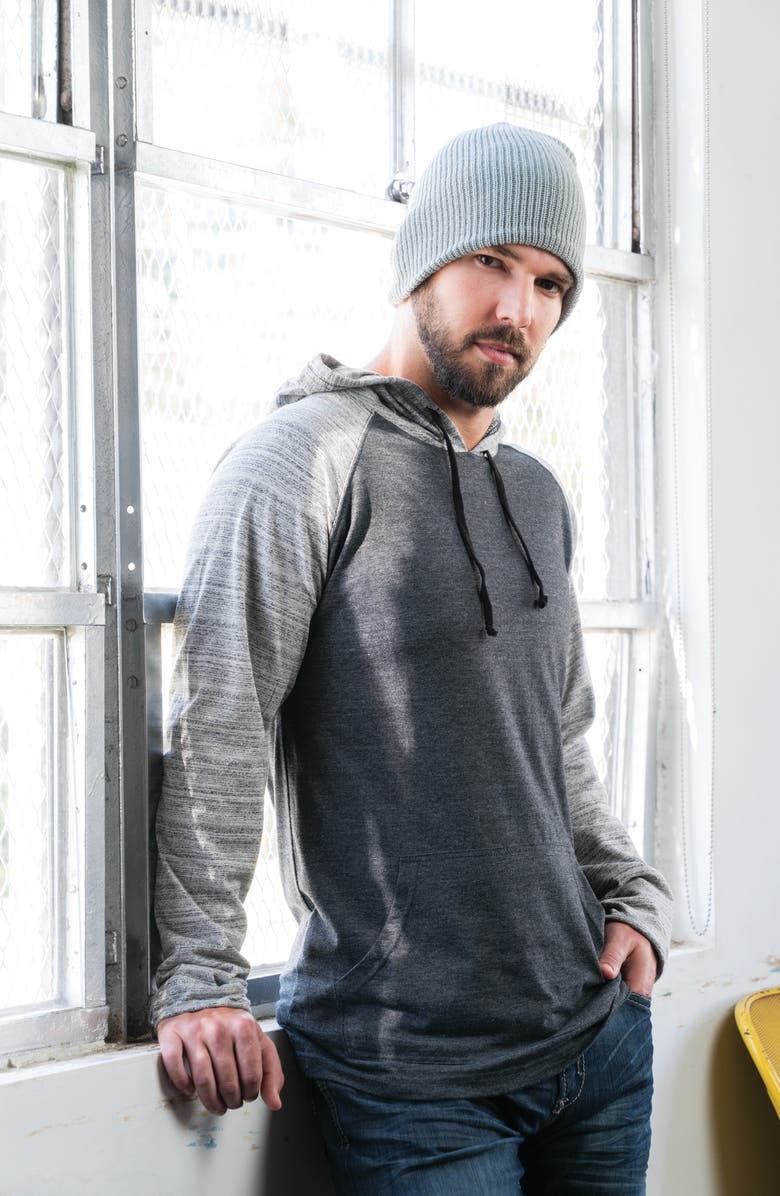 BURNSIDE Raglan Sleeve Hoodie, Alternate, color, Charcoal