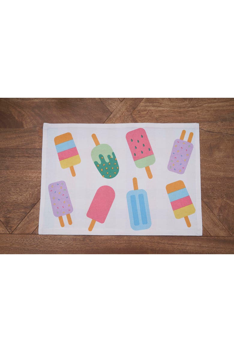 Popsicle Summer 100% Cotton Set of 6 Placemats 14" x 20", Alternate, color, Blue
